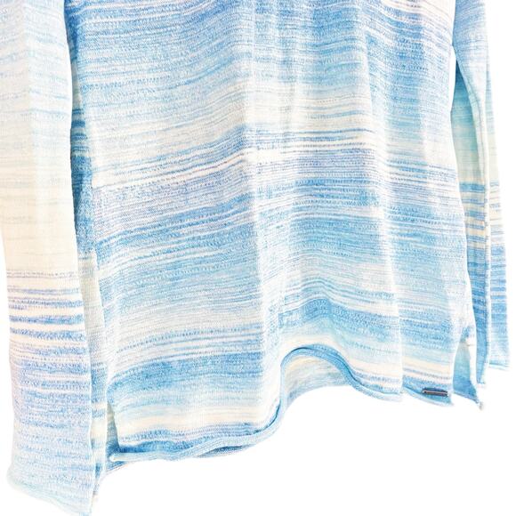 PRANA Gemma Hooded Pullover Sweater in Sky Blue & White Organic Cotton Size XL - Picture 4 of 8